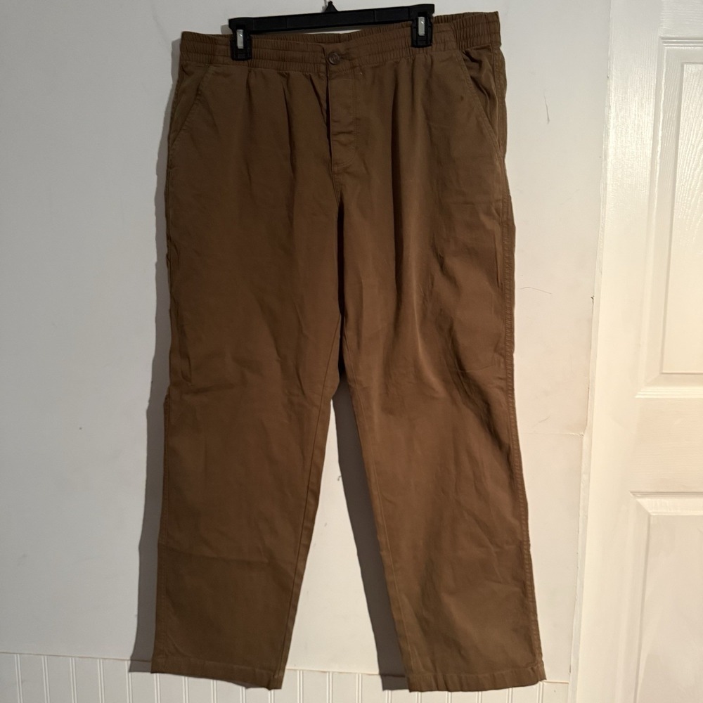 Bearbottom Mens XL Relaxed Stretch Chino Pants Brown Elastic Waist Utility 30"